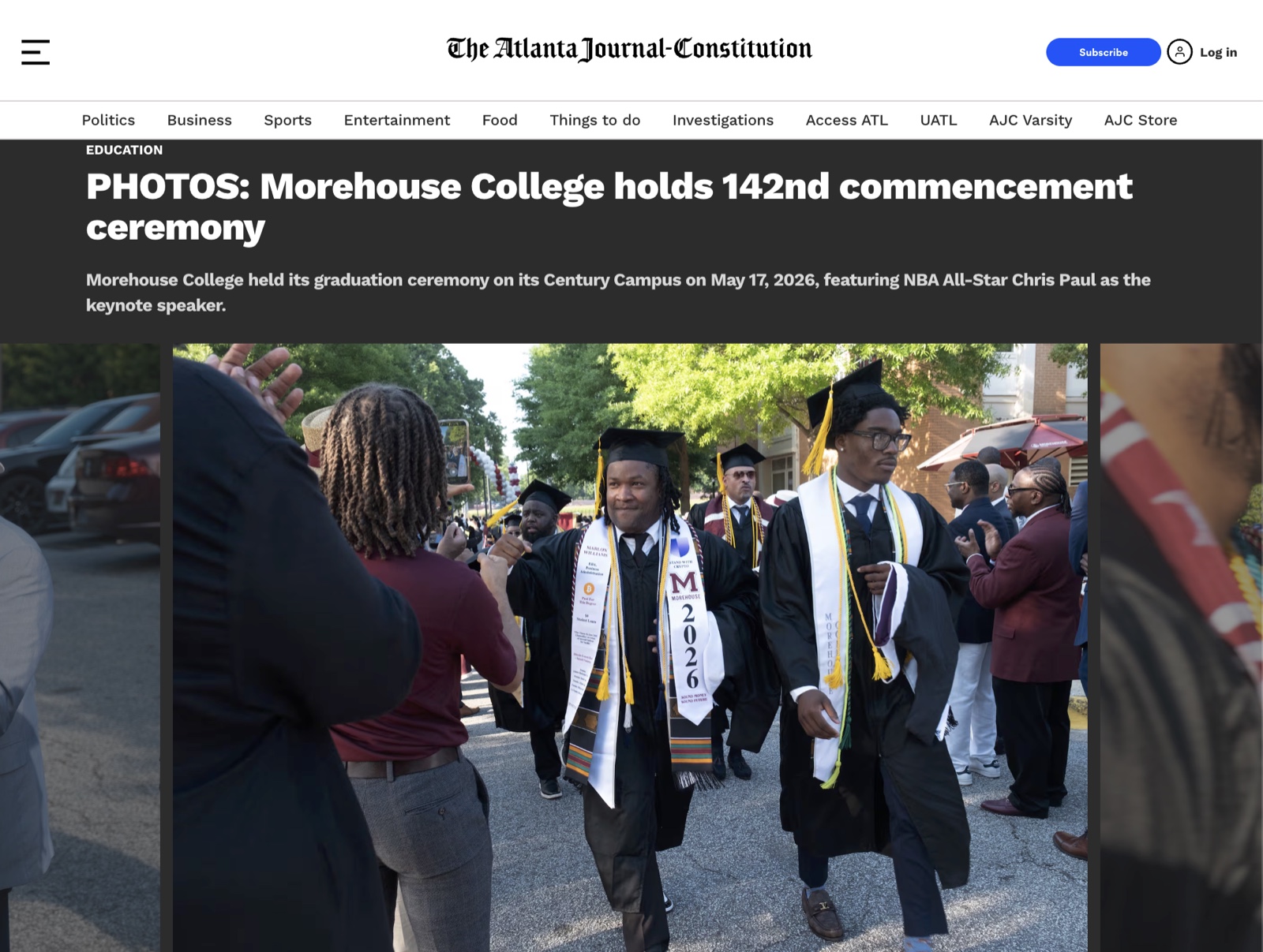 The Atlanta Journal-Constitution feature on Morehouse College's 142nd commencement, with graduate Marlon Williams