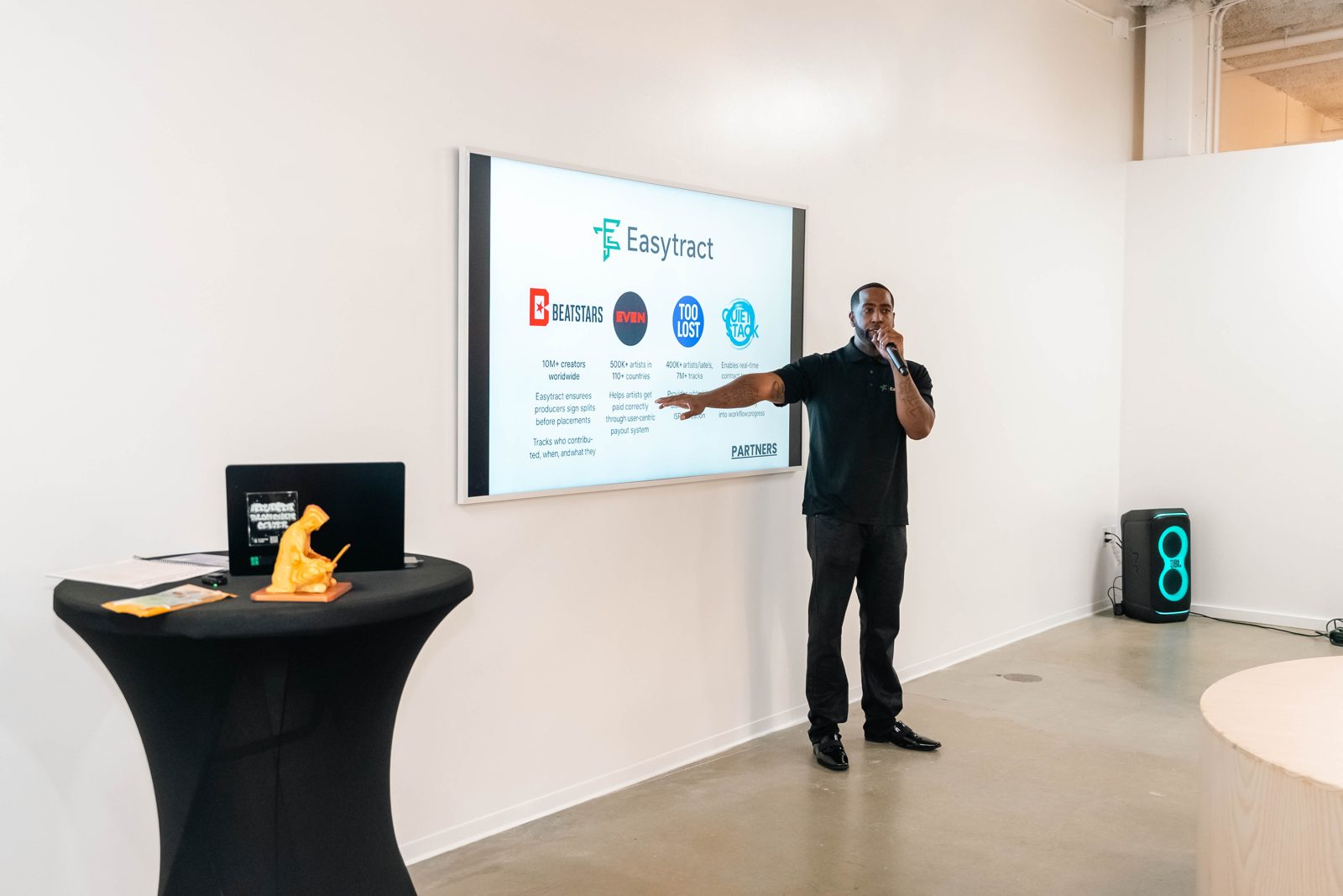 A founder pitching at the Immutable Founders PitchFest